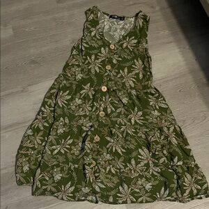 Floral Green Sleeveless Dress
